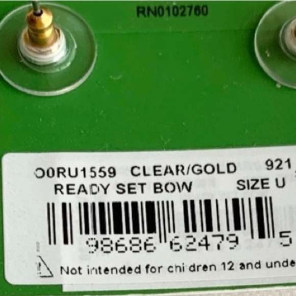 KSNY♠️GOLD PAVE READY SET BOW STUDS NWT🎀 - Picture 4 of 6